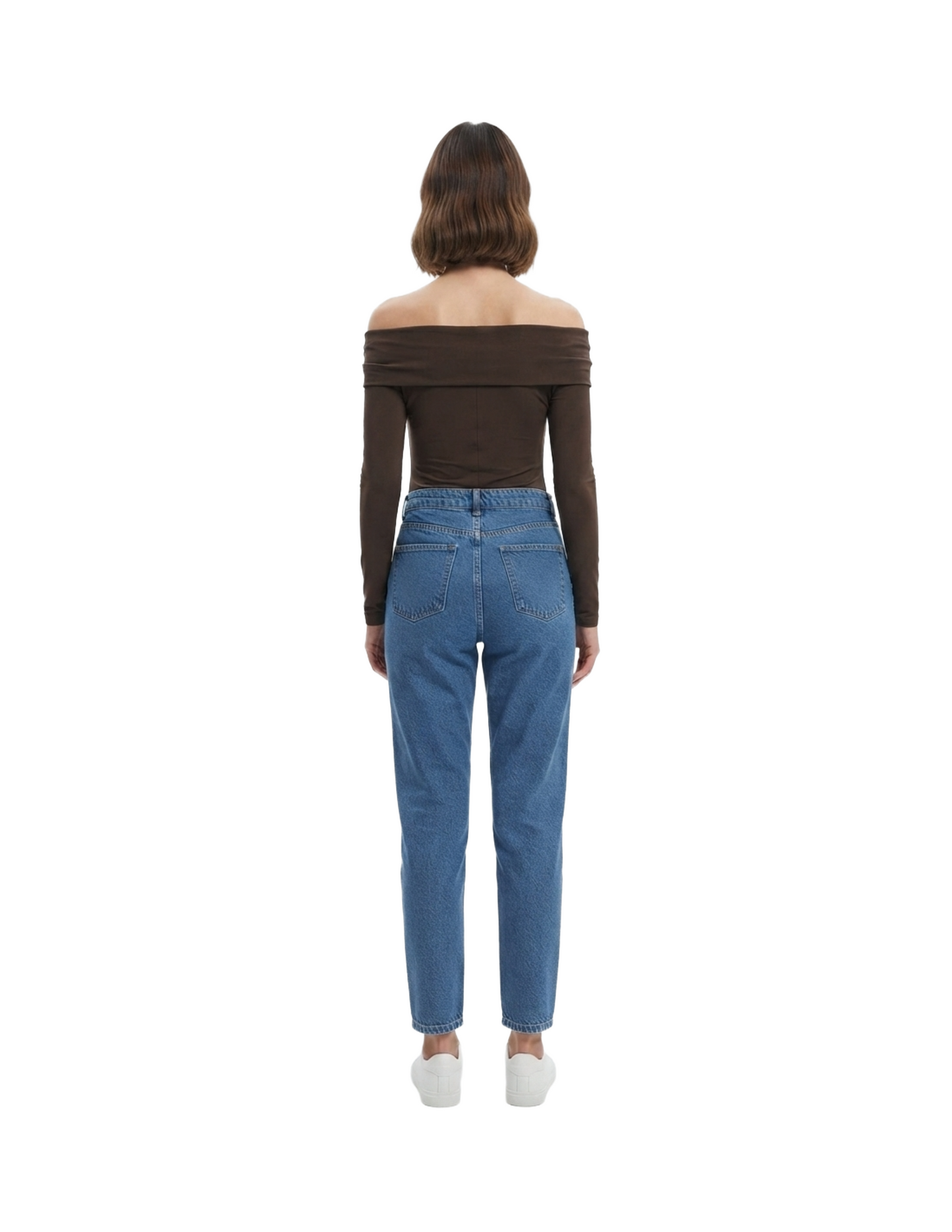 Blusa cafe cuello holgado manga tres cuartos