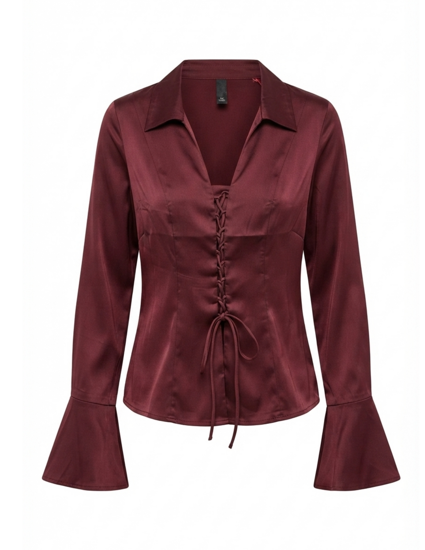Blusa satinada guinda tipo gotica