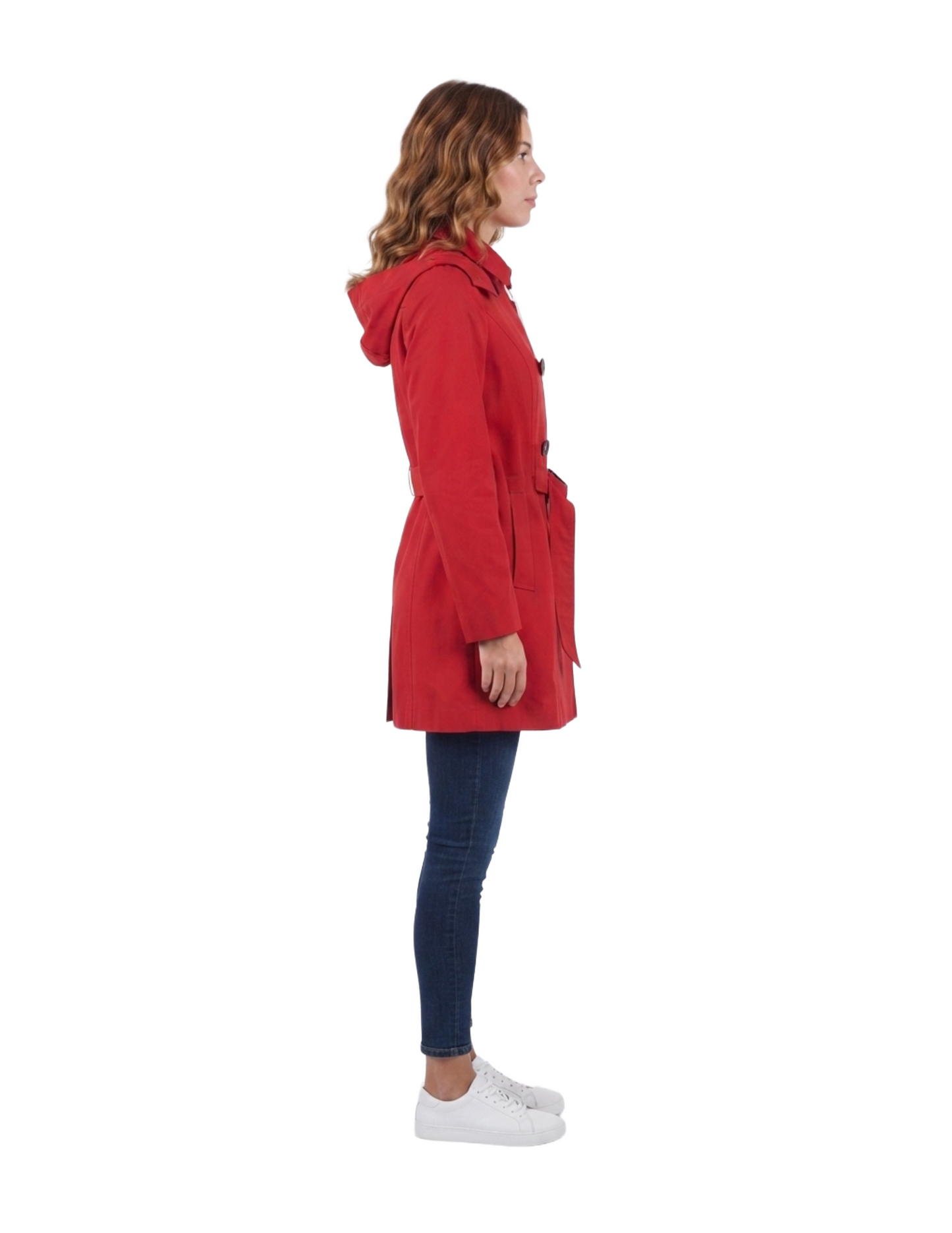 Gabardina rompe vientos roja con capucha
