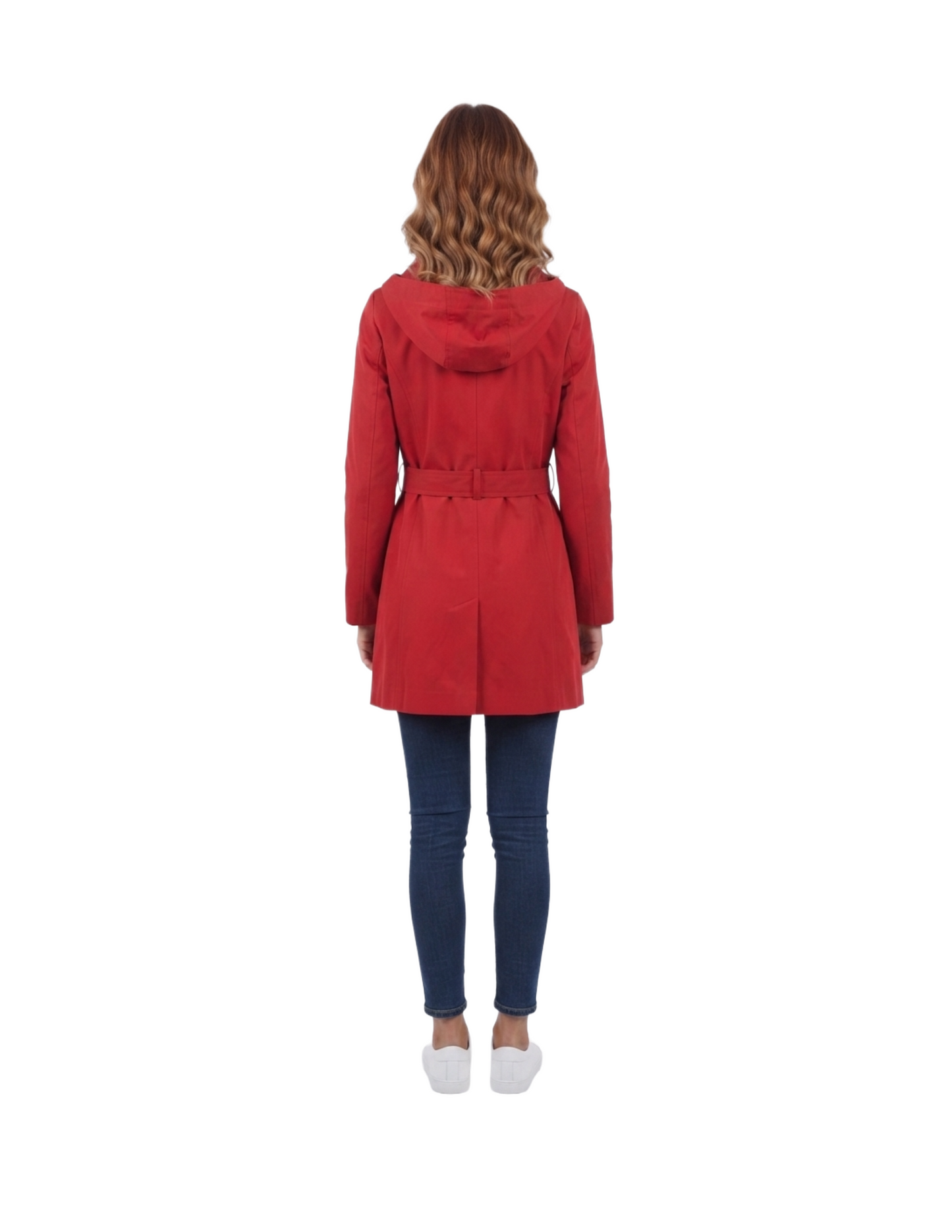 Gabardina rompe vientos roja con capucha