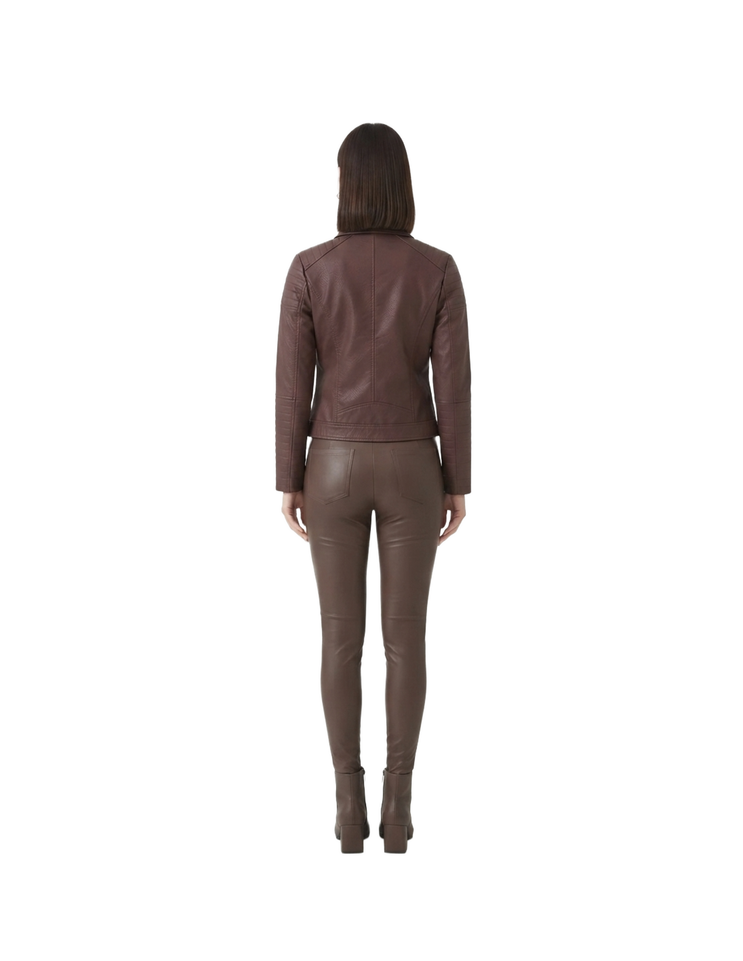 Chamarra de vinipiel color vino estilo biker