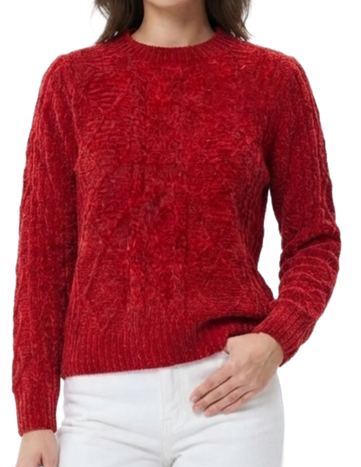 Suéter rojo cuello redondo