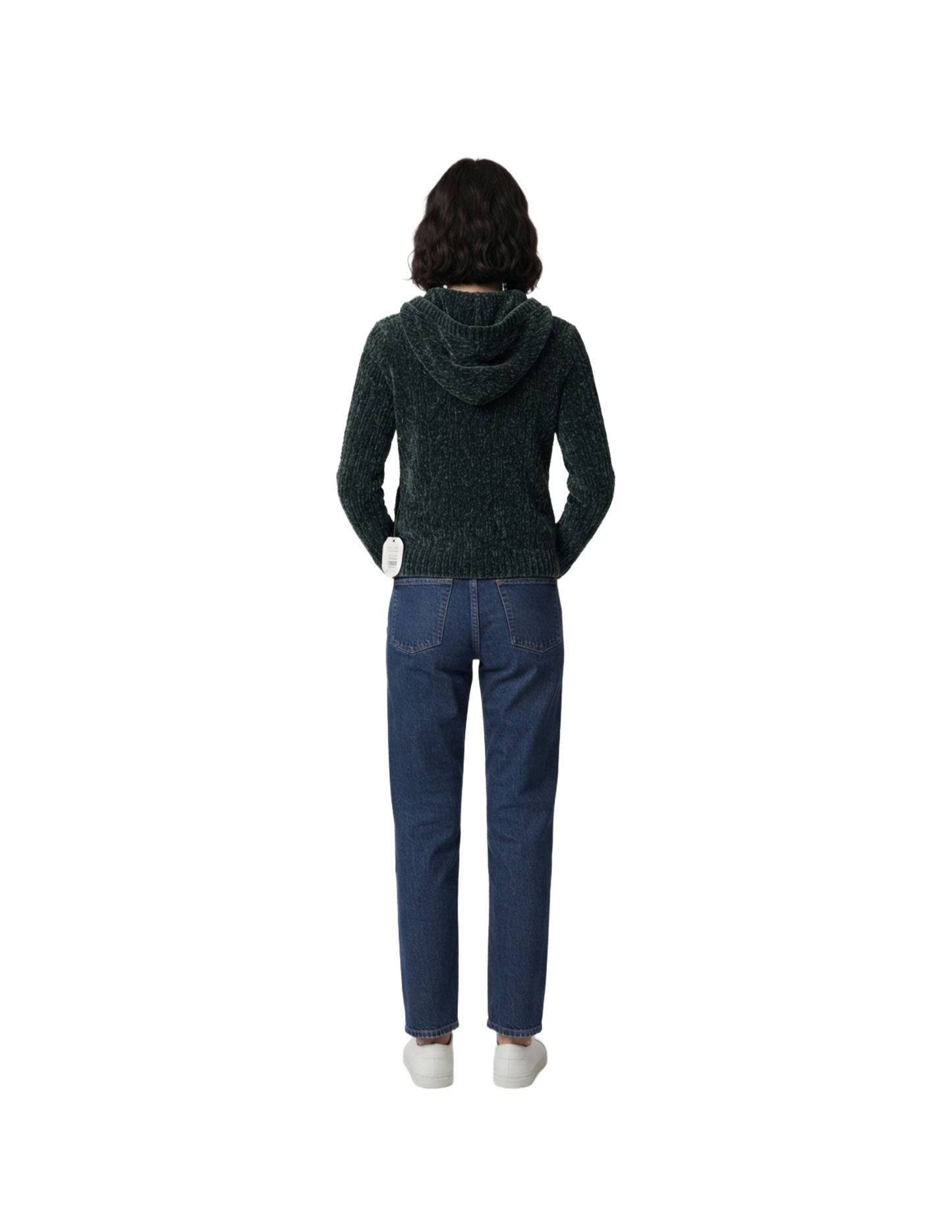Suéter verde con zipper y gorro