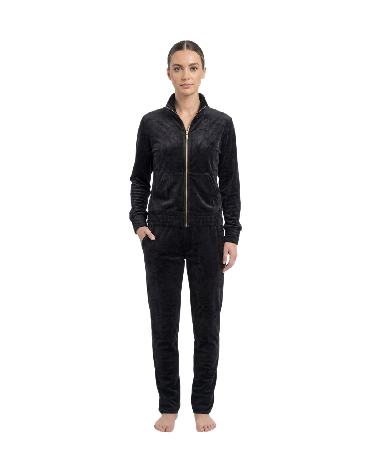 Conjunto negro de gamuza de dos piezas