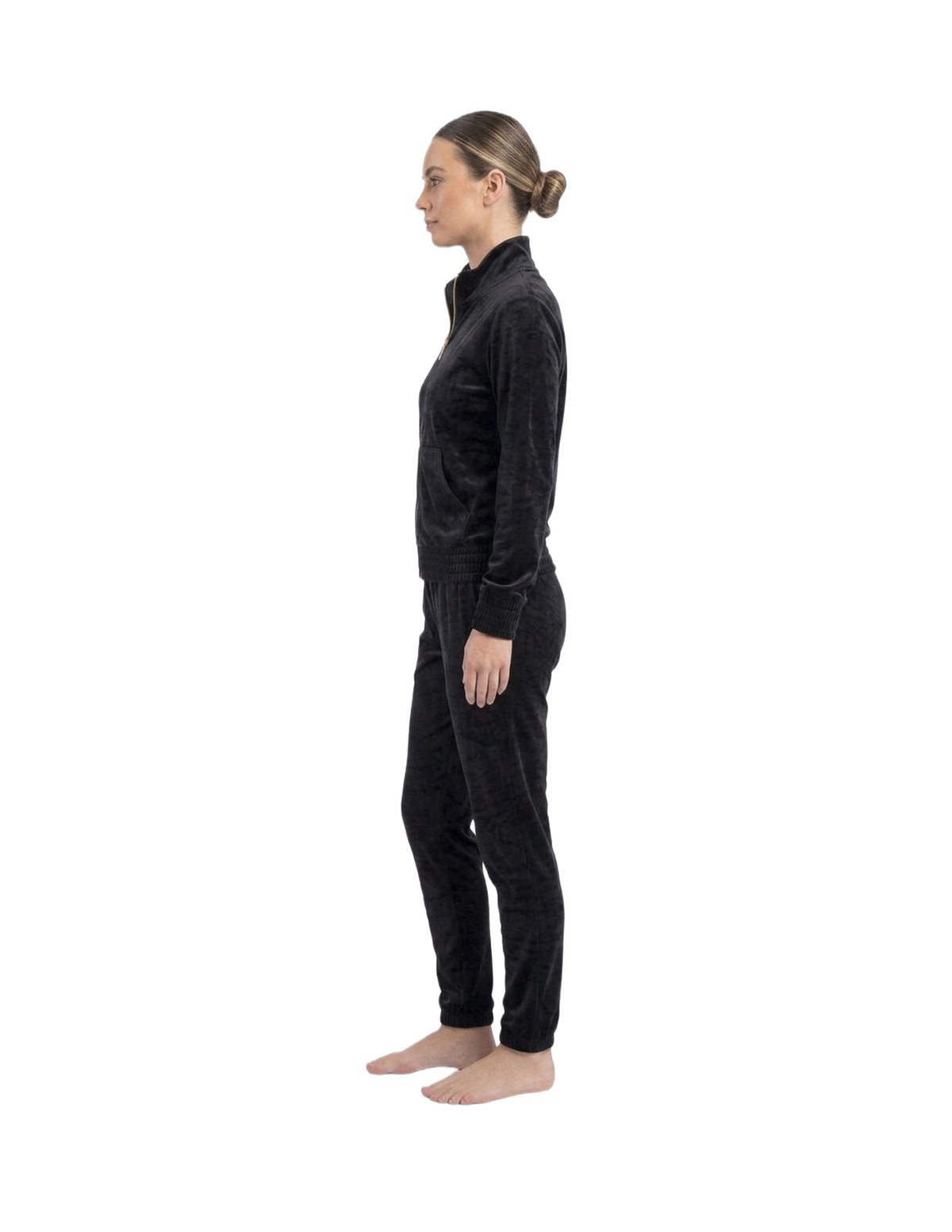 Conjunto negro de gamuza de dos piezas