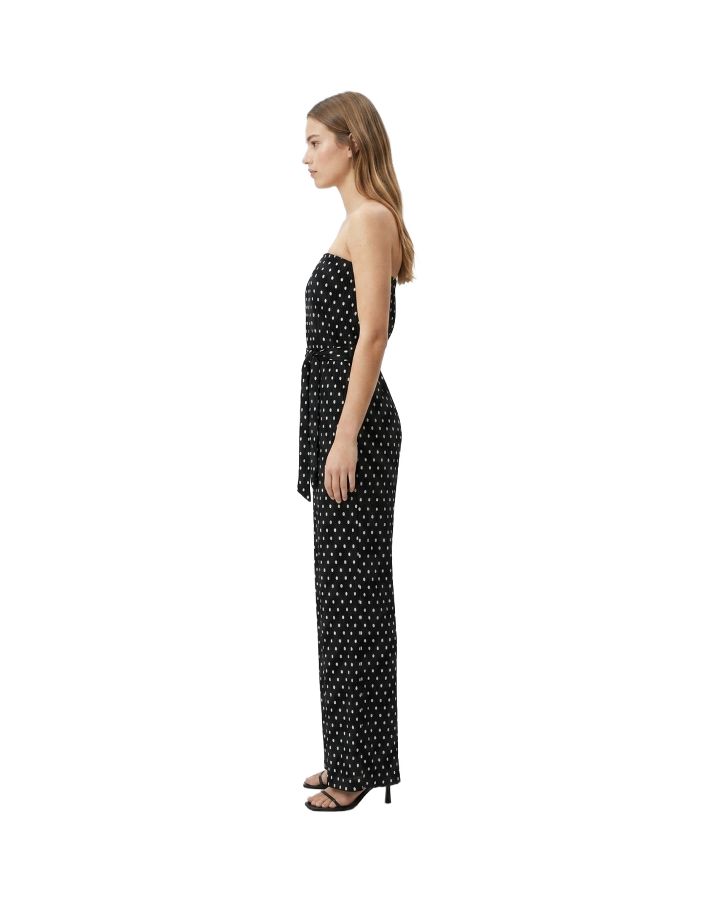 Jumper negro con circulos decorativos strapless