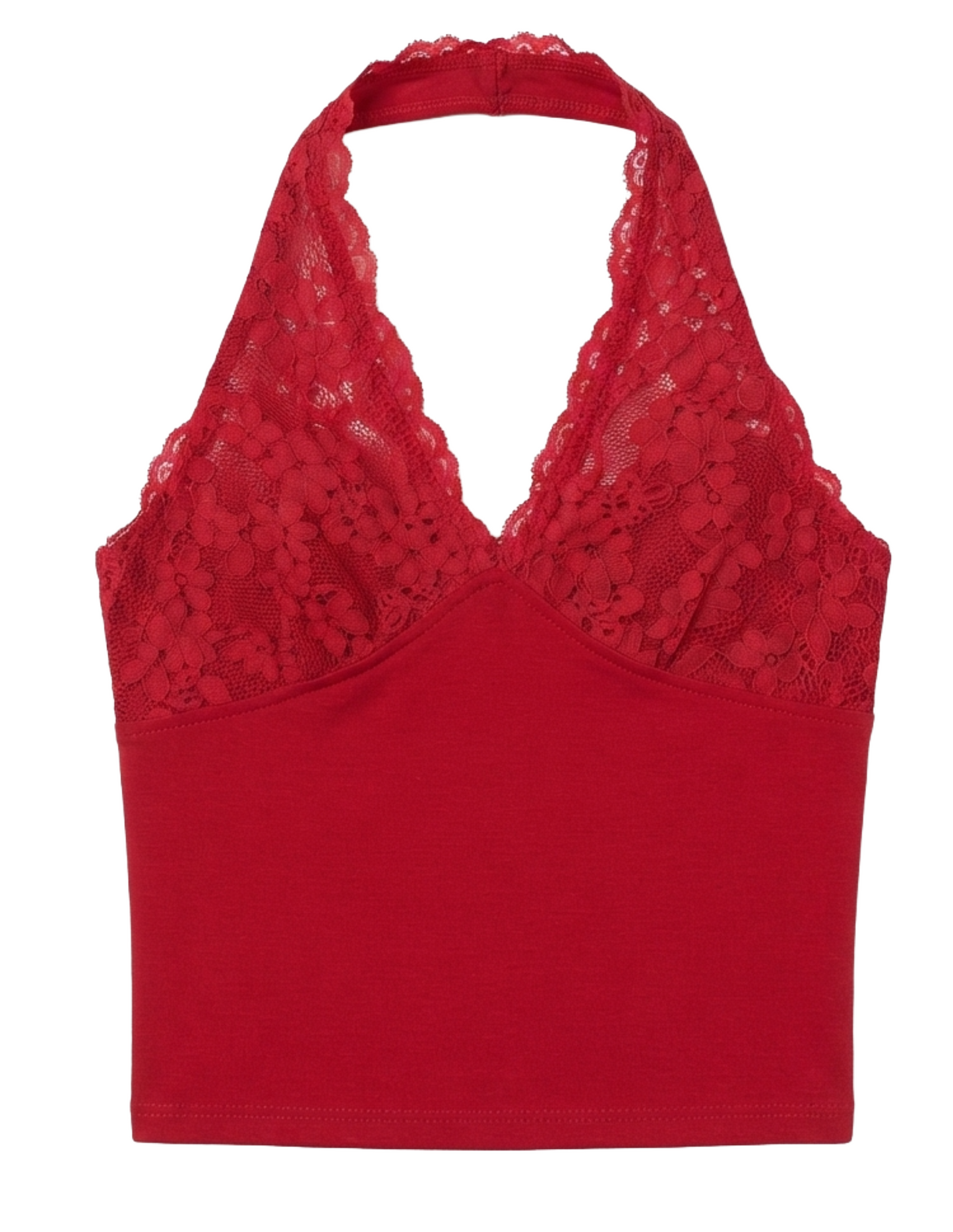 Tank top roja con detalles de encaje