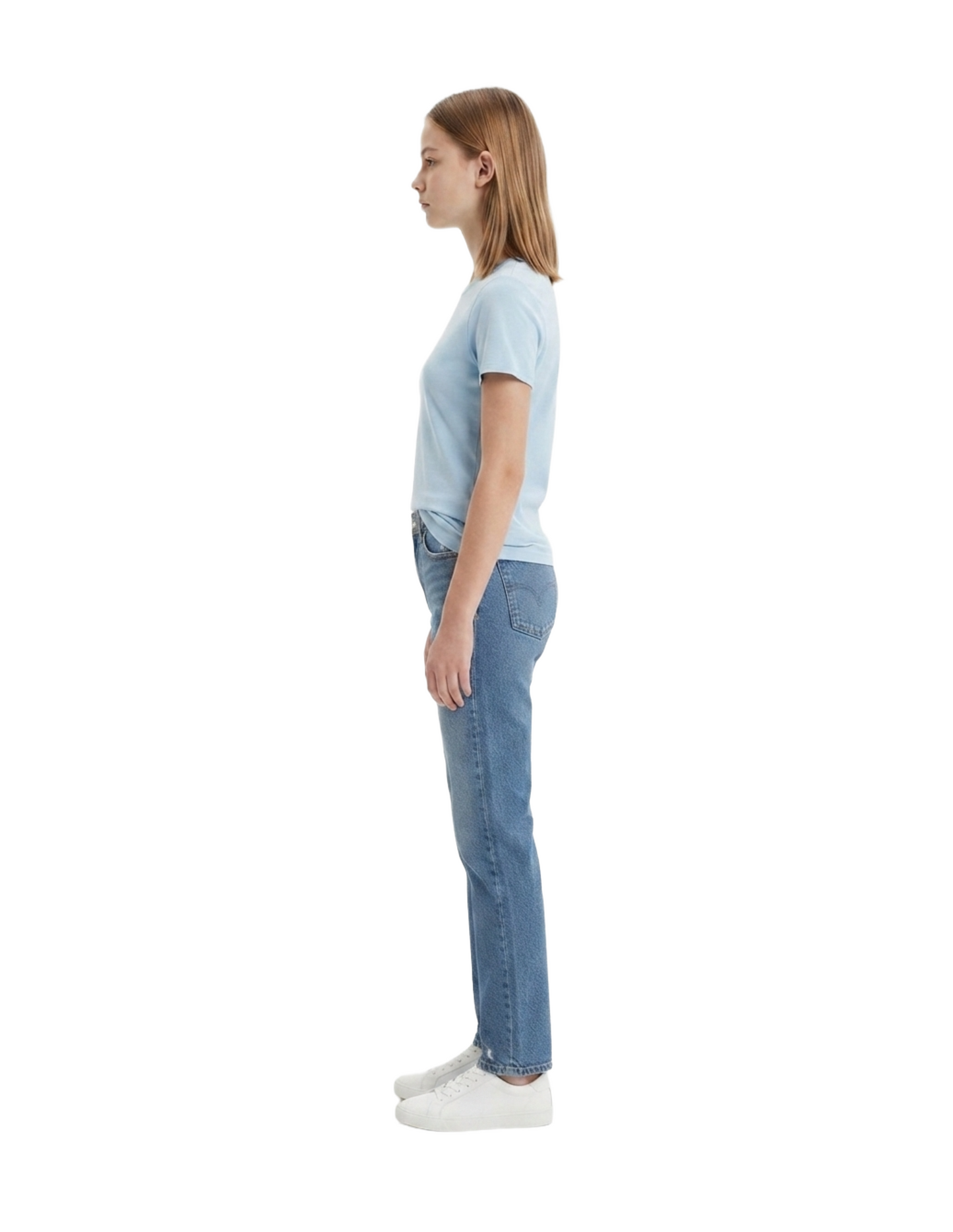 Blusa azul cielo cuello redondo economica