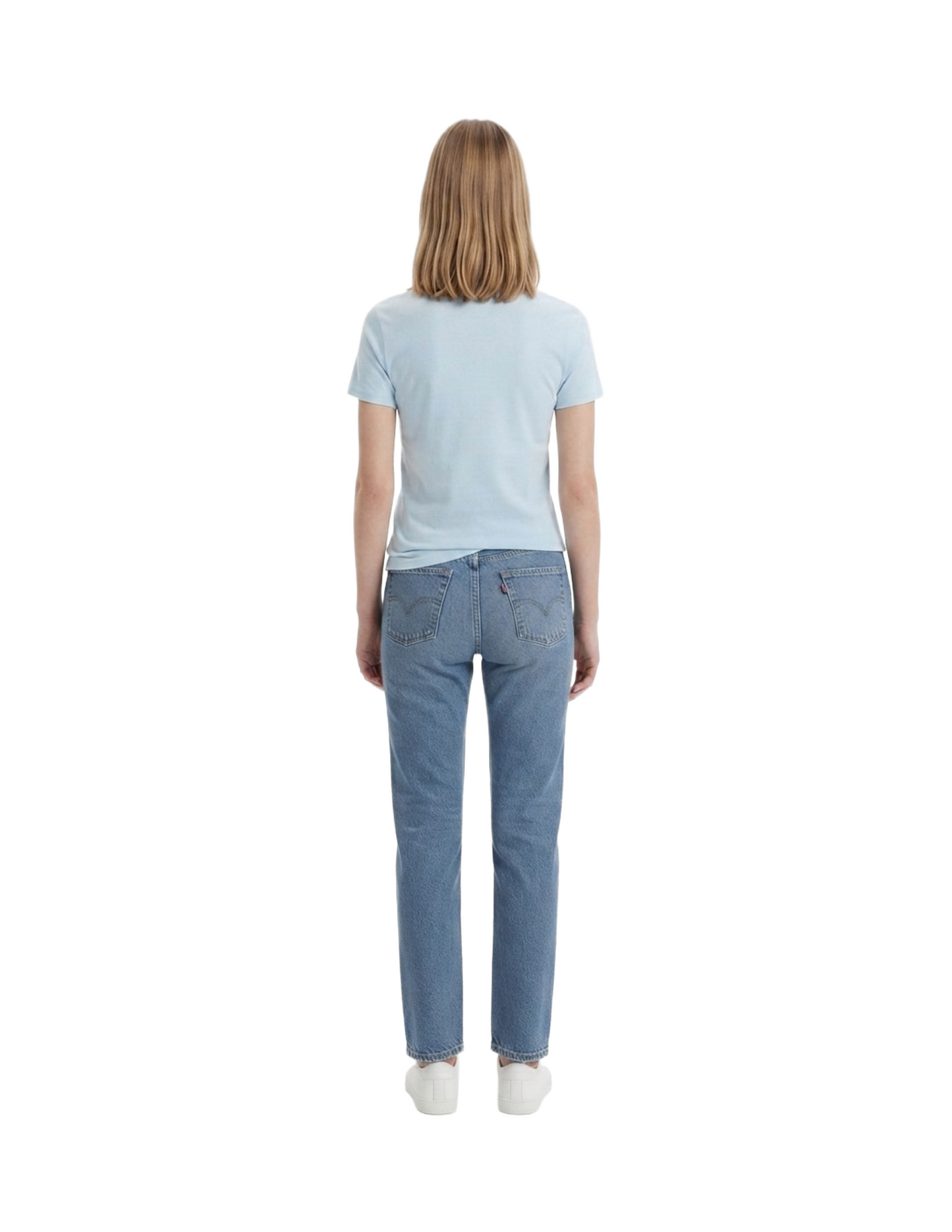 Blusa azul cielo cuello redondo economica
