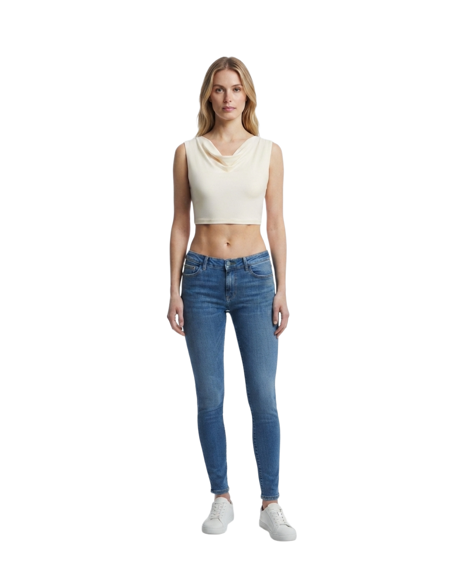 Crop top beige con copas internas