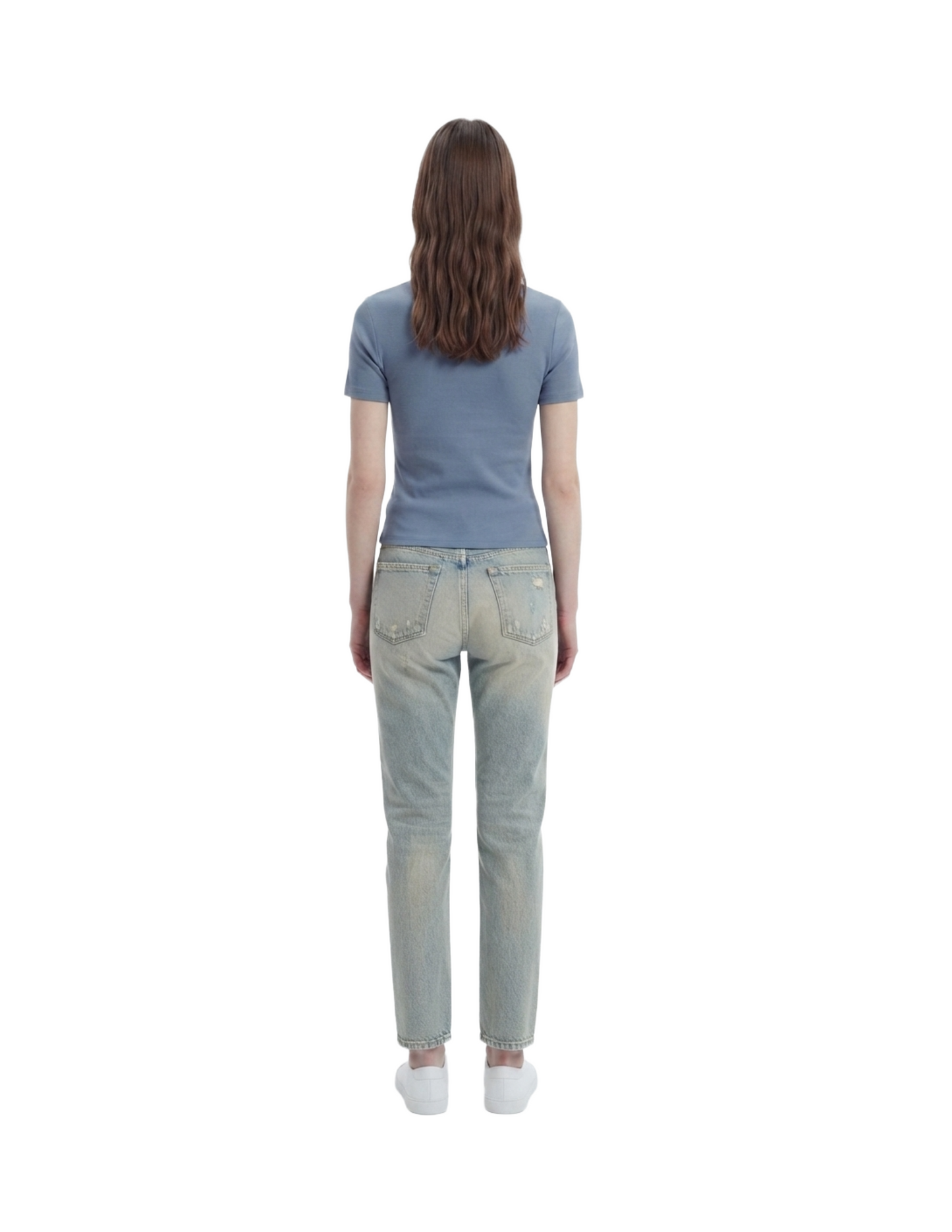 Blusa azul manga corta abotonada