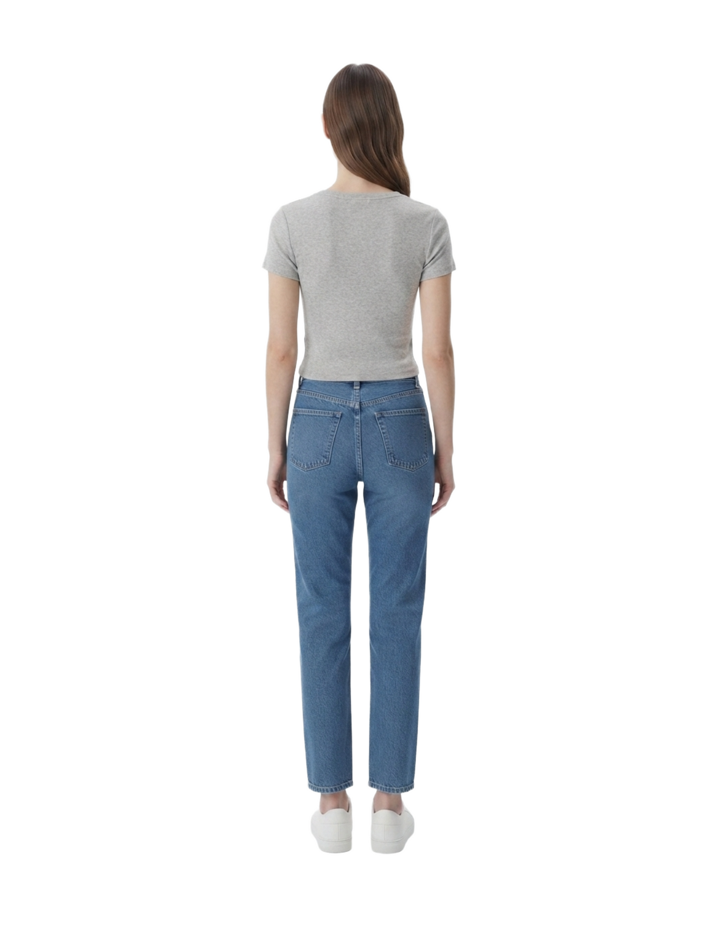 Blusa gris jaspeada con botones decorativos