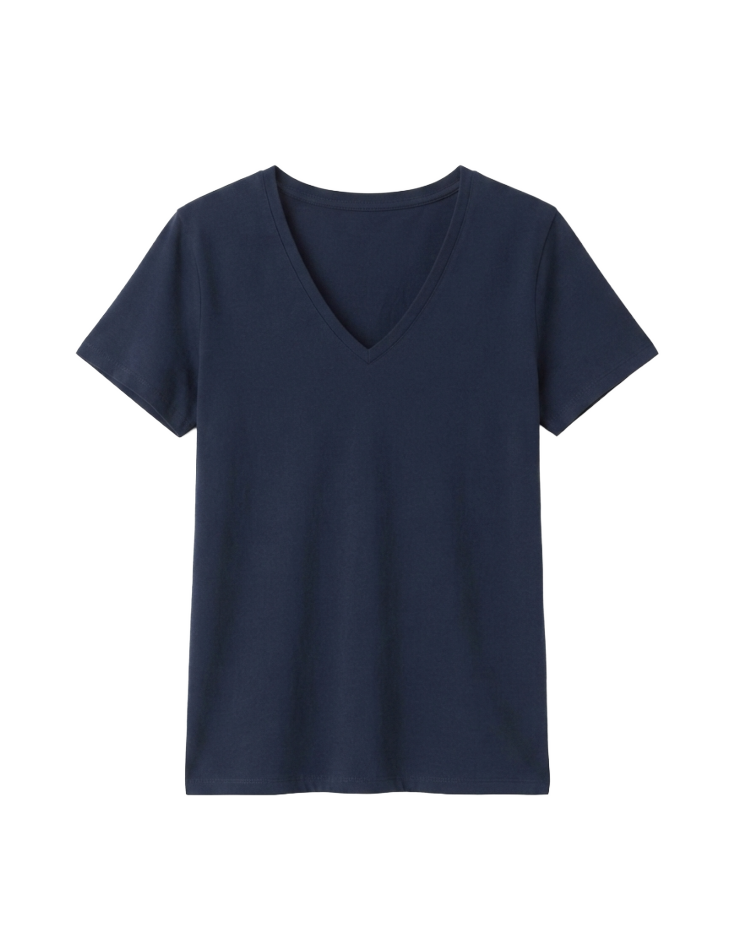 Blusa azul manga corta con cuello en V