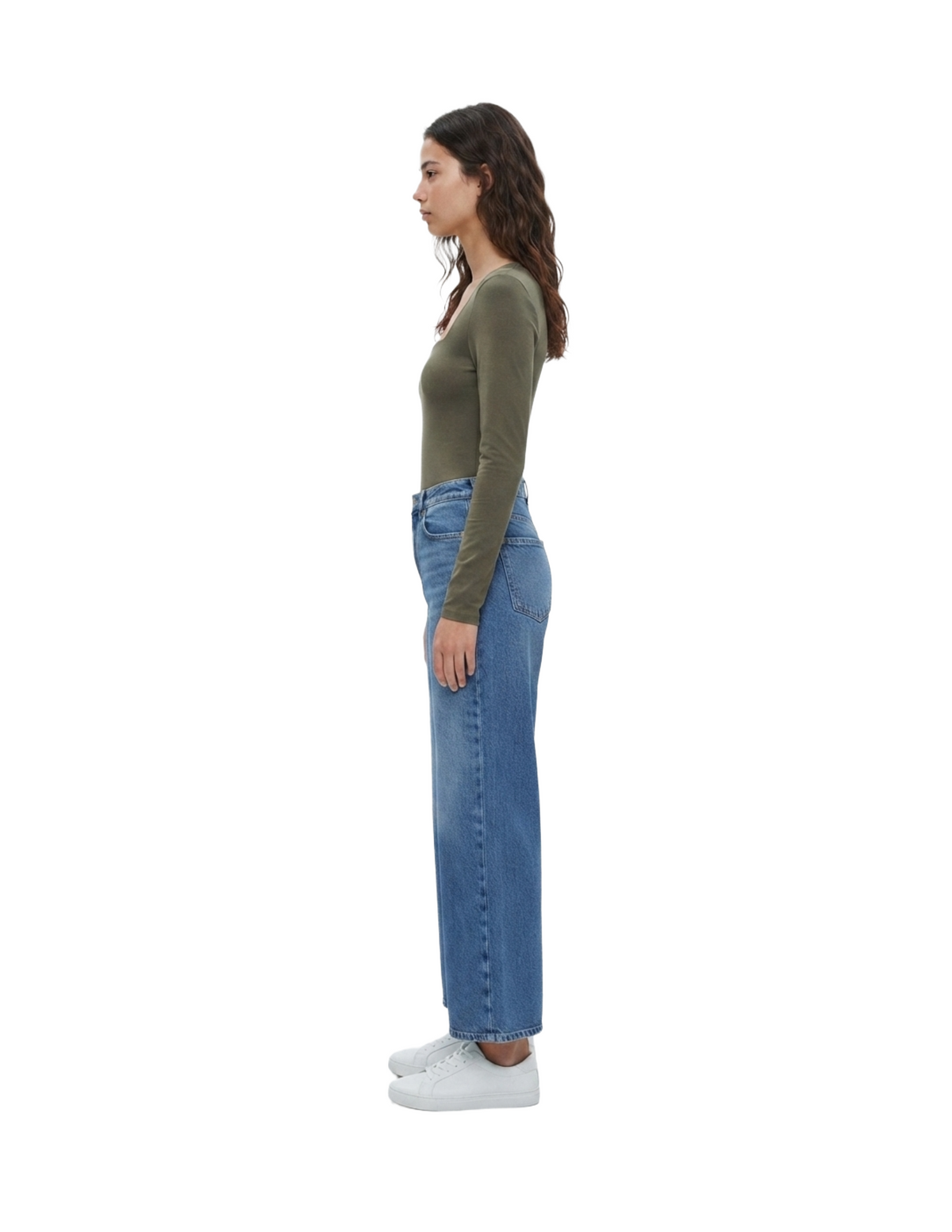 Blusa verde manga larga cuello redondo