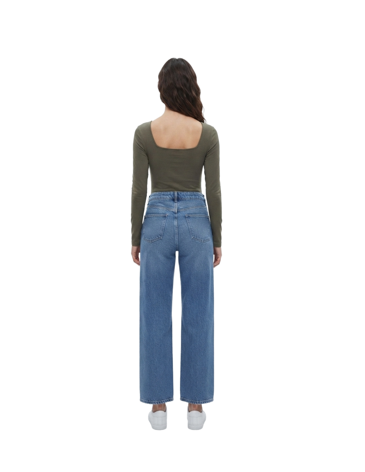 Blusa verde manga larga cuello redondo