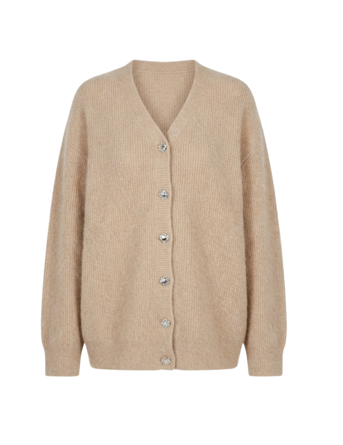 Suéter beige acanalado oversize abotonado