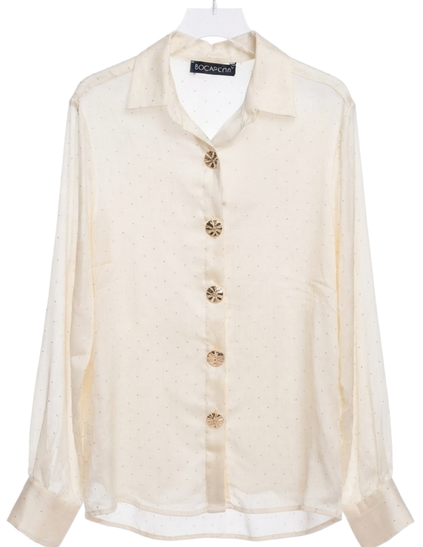 Blusa beige oversize con cristales