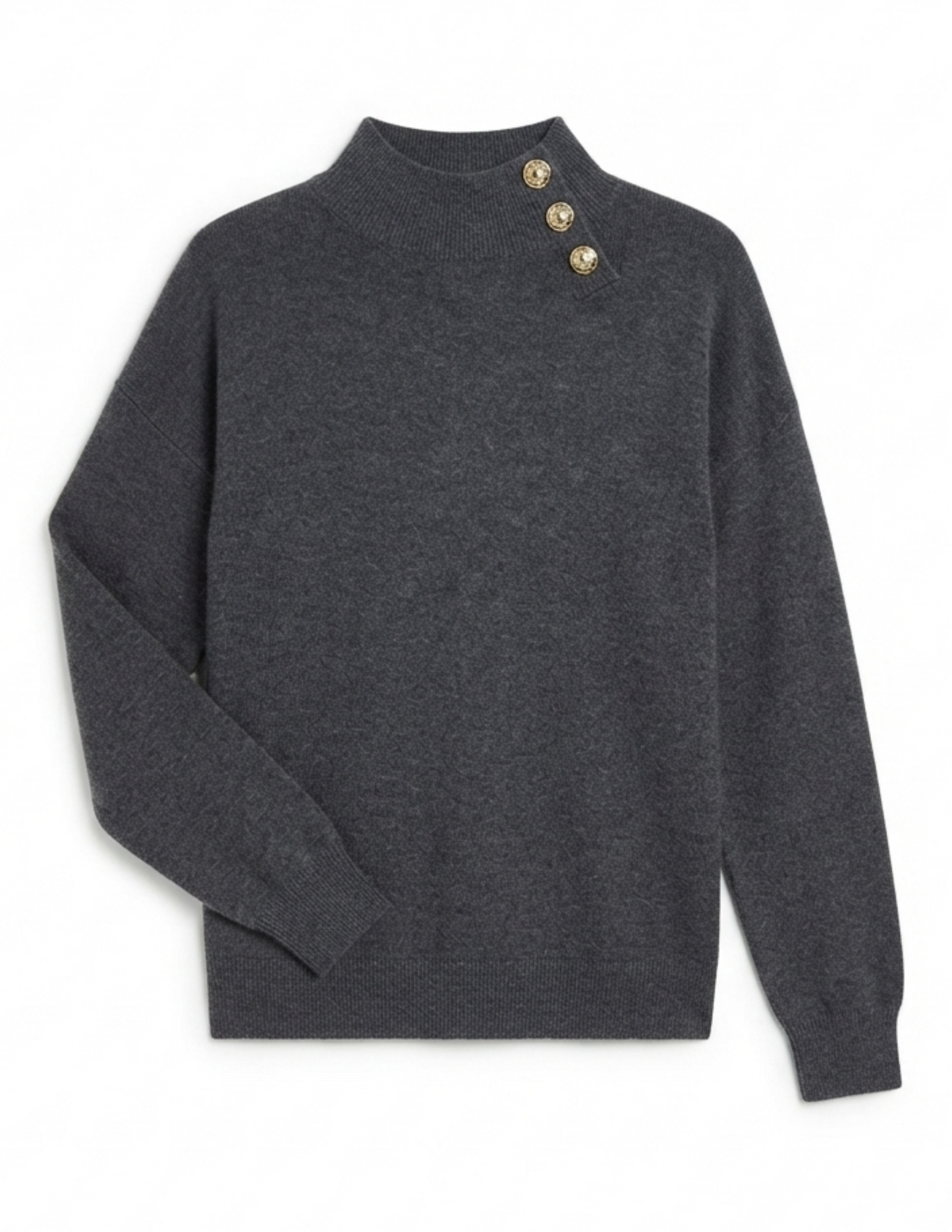 Suéter gris cuello alto con brillo decorativo