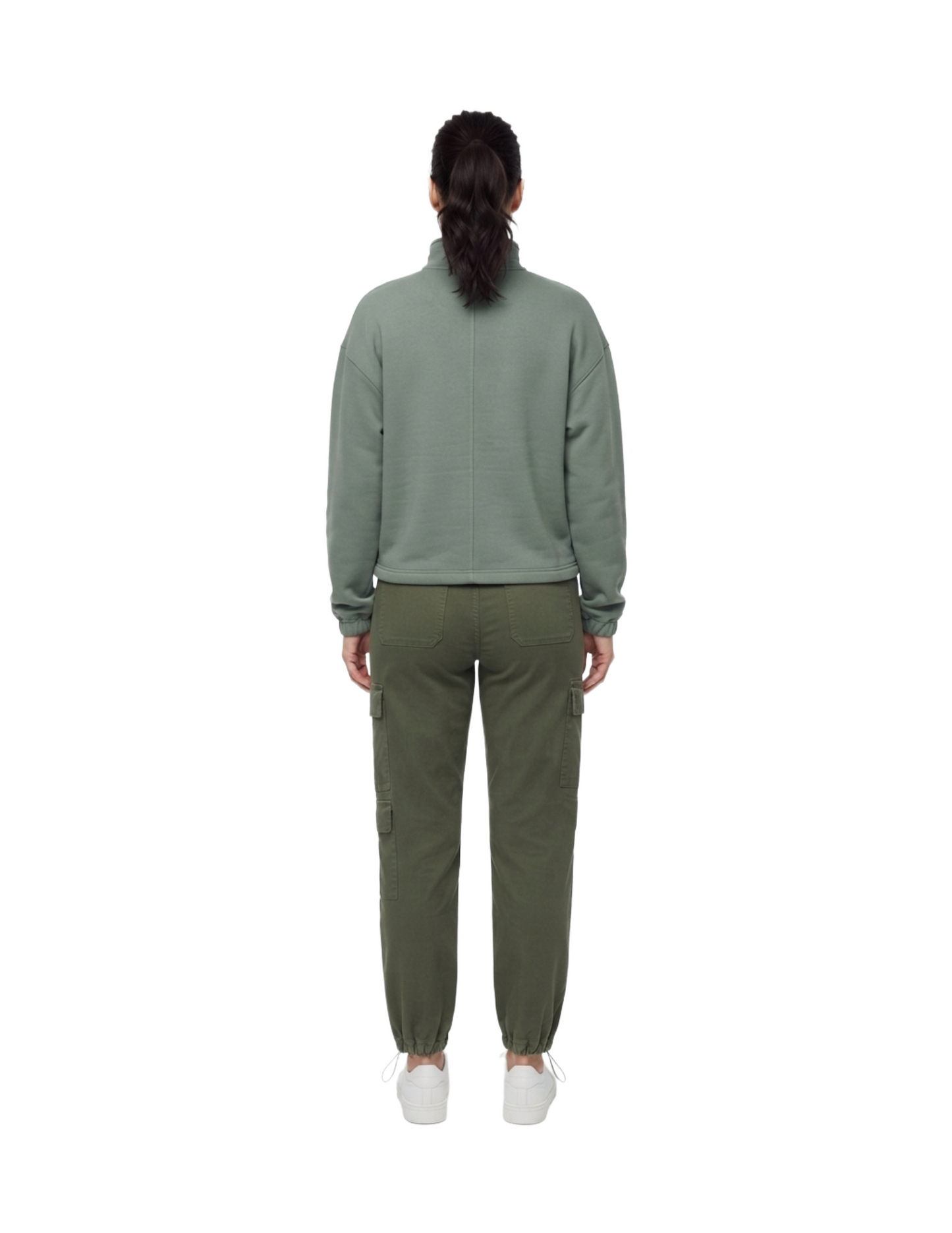Sudadera oversize acqua con medio ziper y bolsas laterales