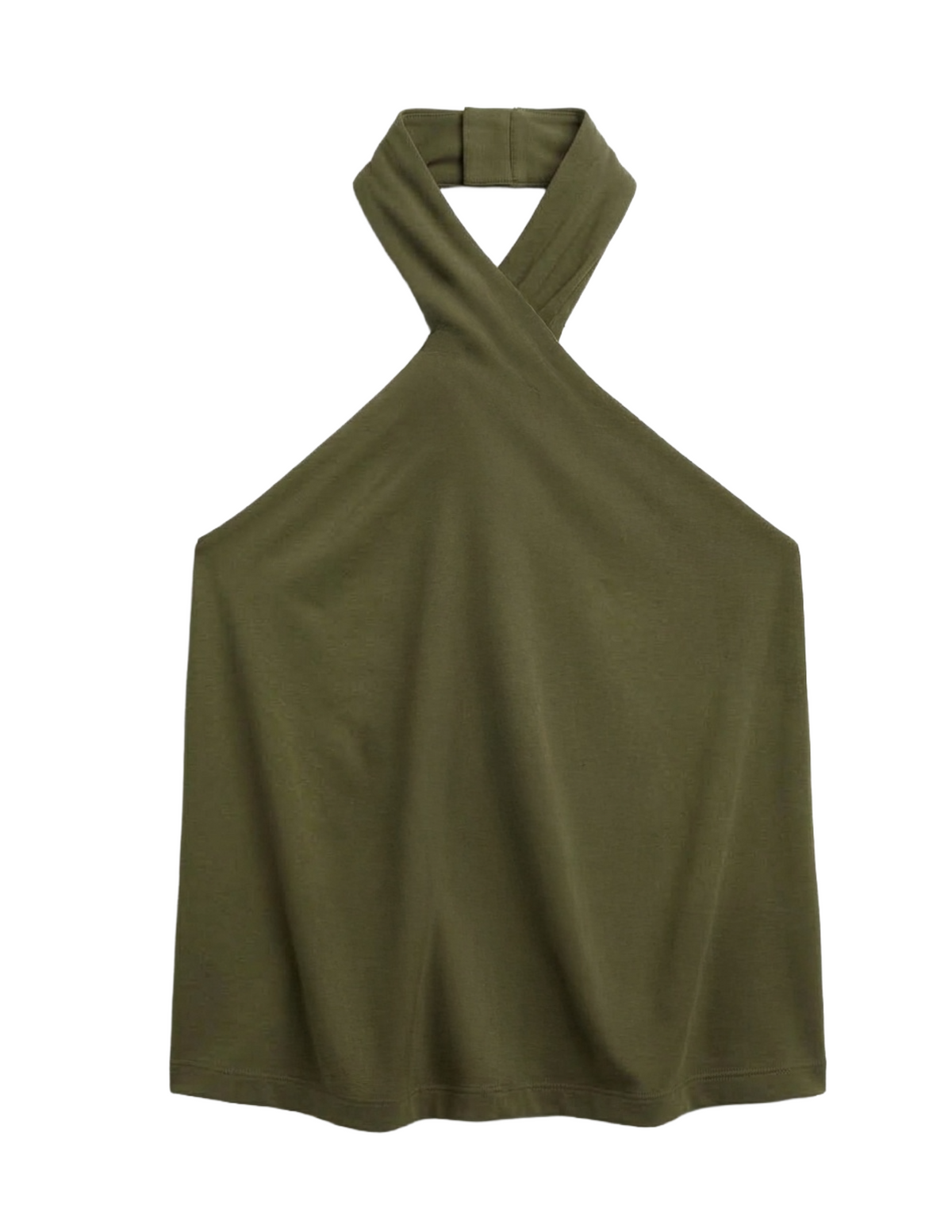 Blusa verde estilo halter con agarre en cuello
