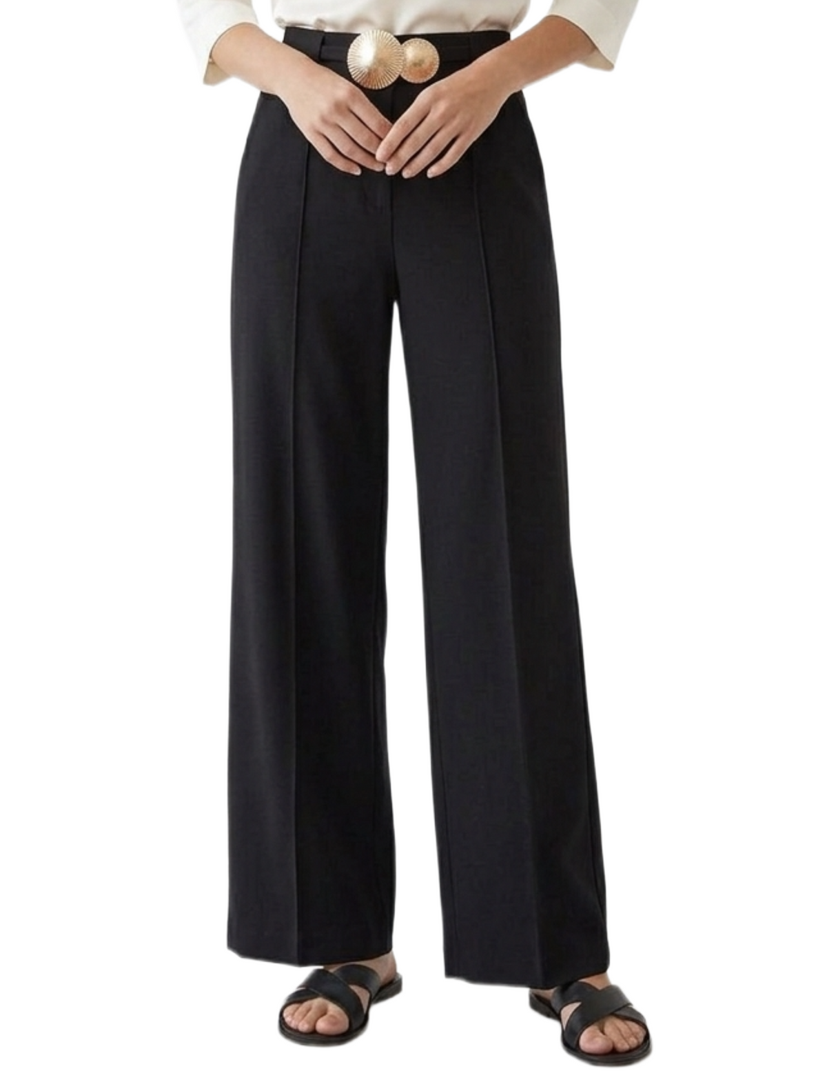 Pantalón negro de vestir con detalle metálico