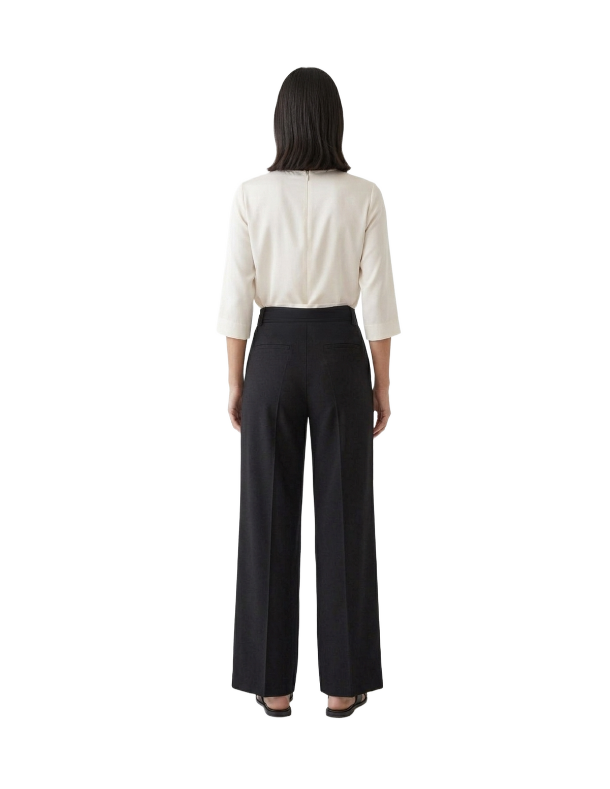 Pantalón negro de vestir con detalle metálico