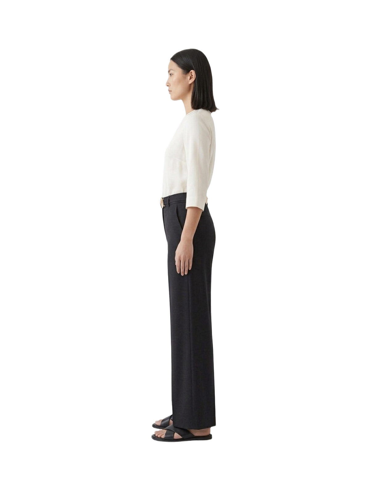 Pantalón negro de vestir con detalle metálico