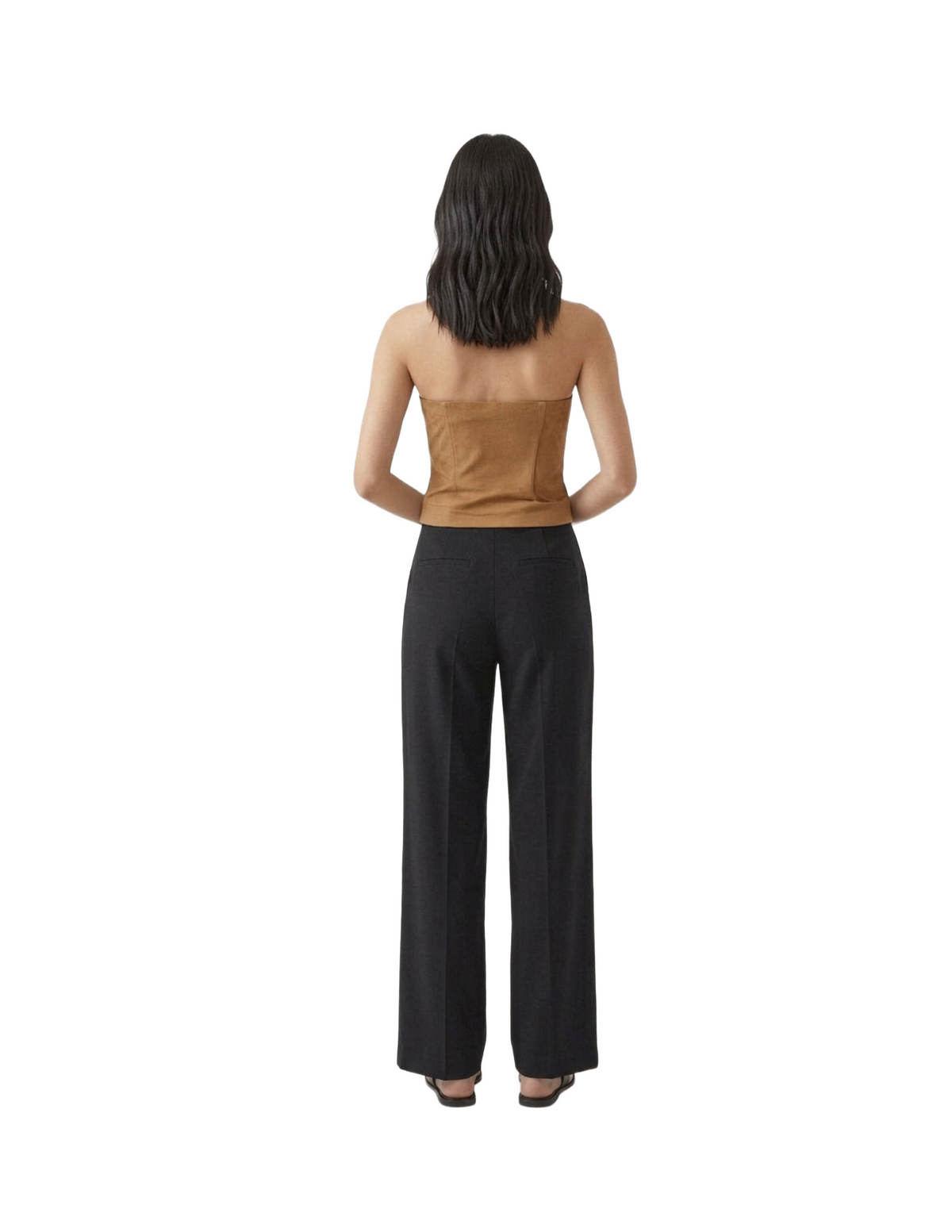 Crop top strapless de gamuza abotonado