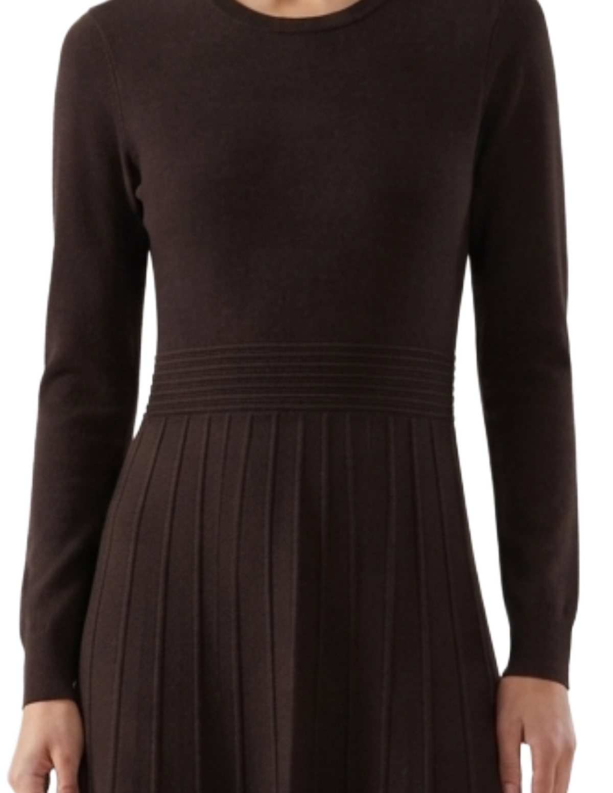 Vestido cafe cuello redondo tipo sueter
