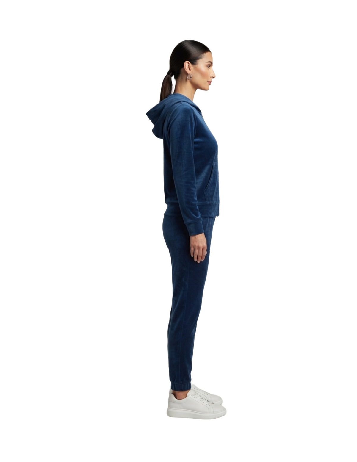 Conjunto de dos piezas de terciopelo azul con destellos decorativos