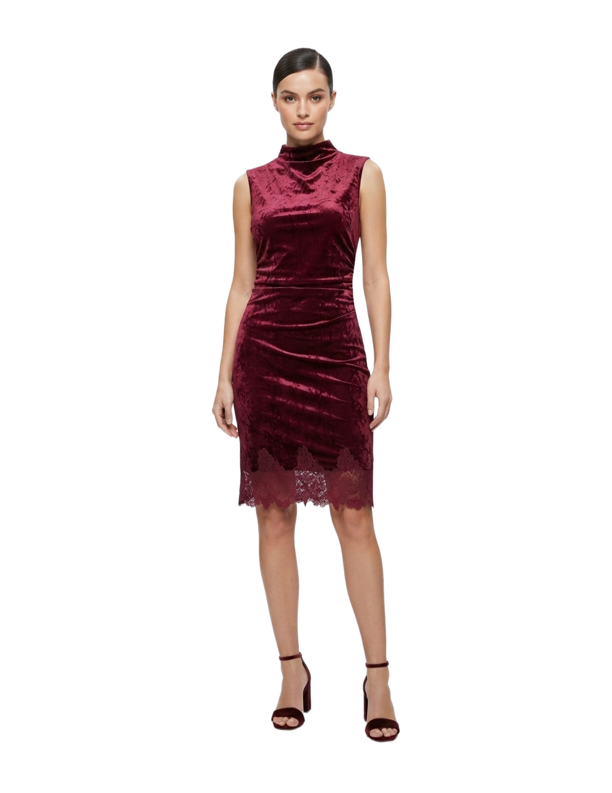 Vestido de gamuza con bastilla de encaje