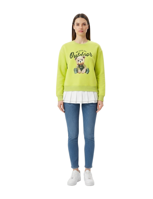 Sudadera verde con estampado de oso