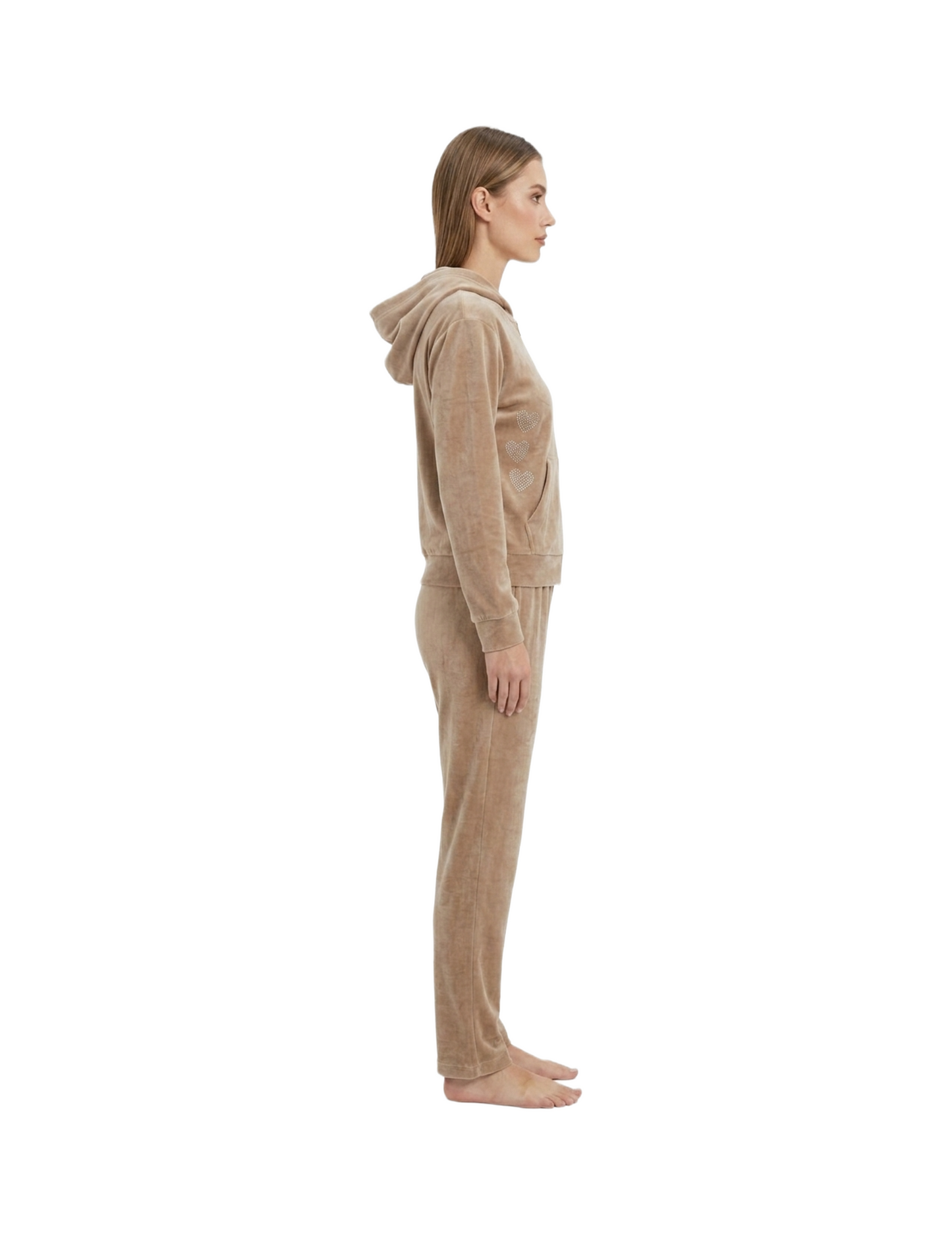 Conjunto cafe calientito de chamarra y pantalonera