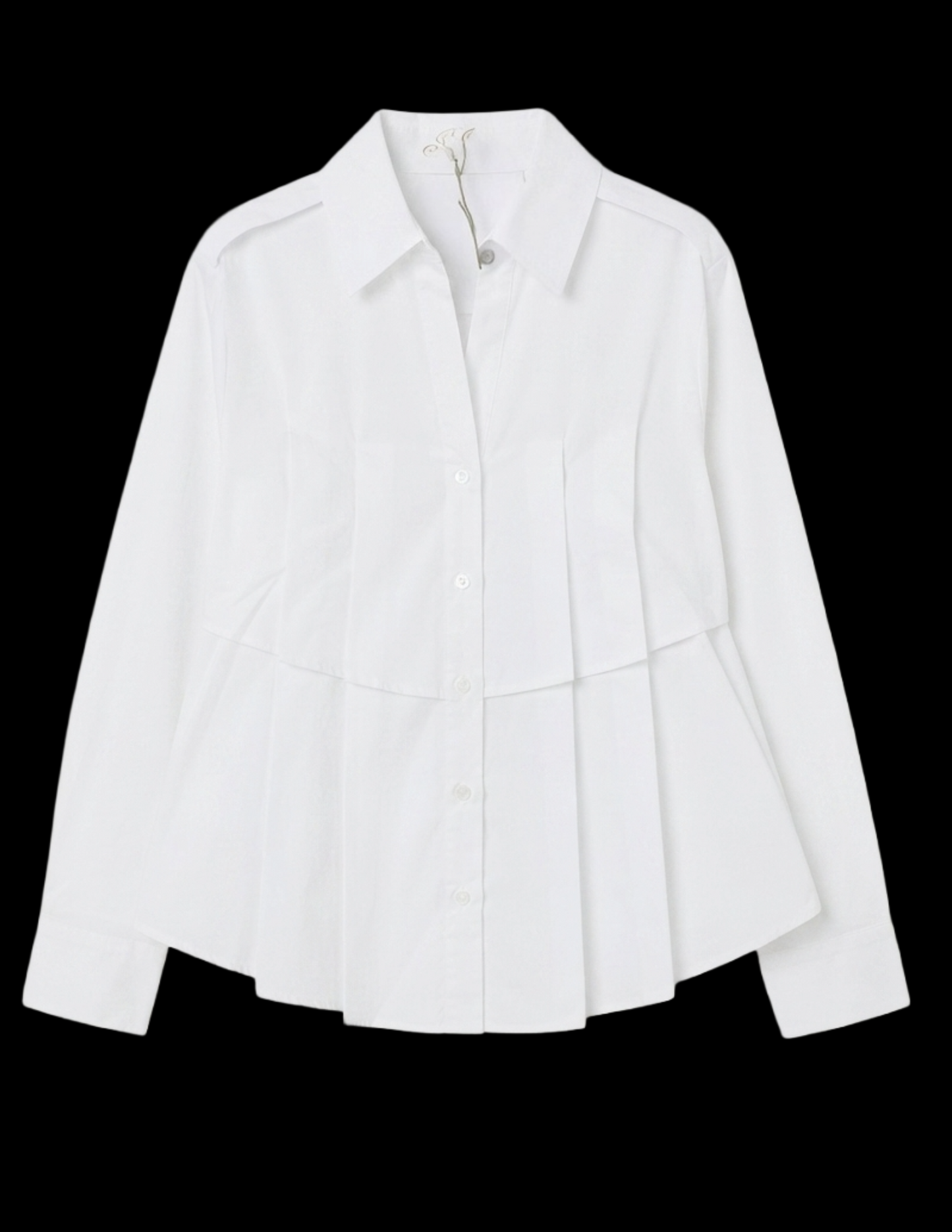 Blusa blanca abotonada con plisado en cintura