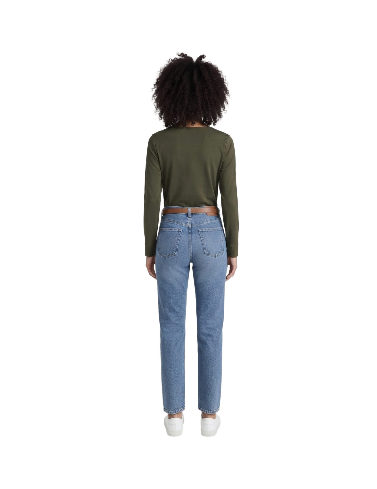 Blusa verde manga larga con detalle de cuello en V
