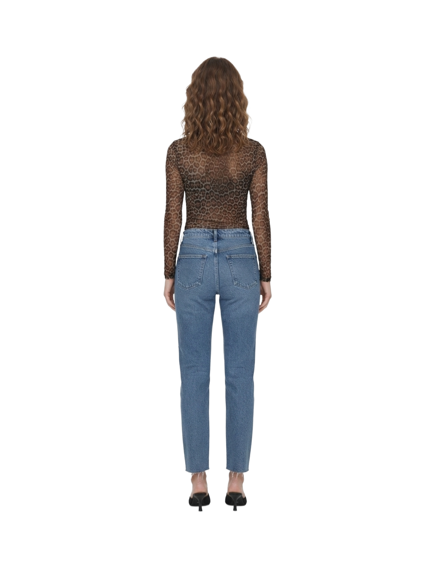 Blusa mesh de animal print con crop top negro