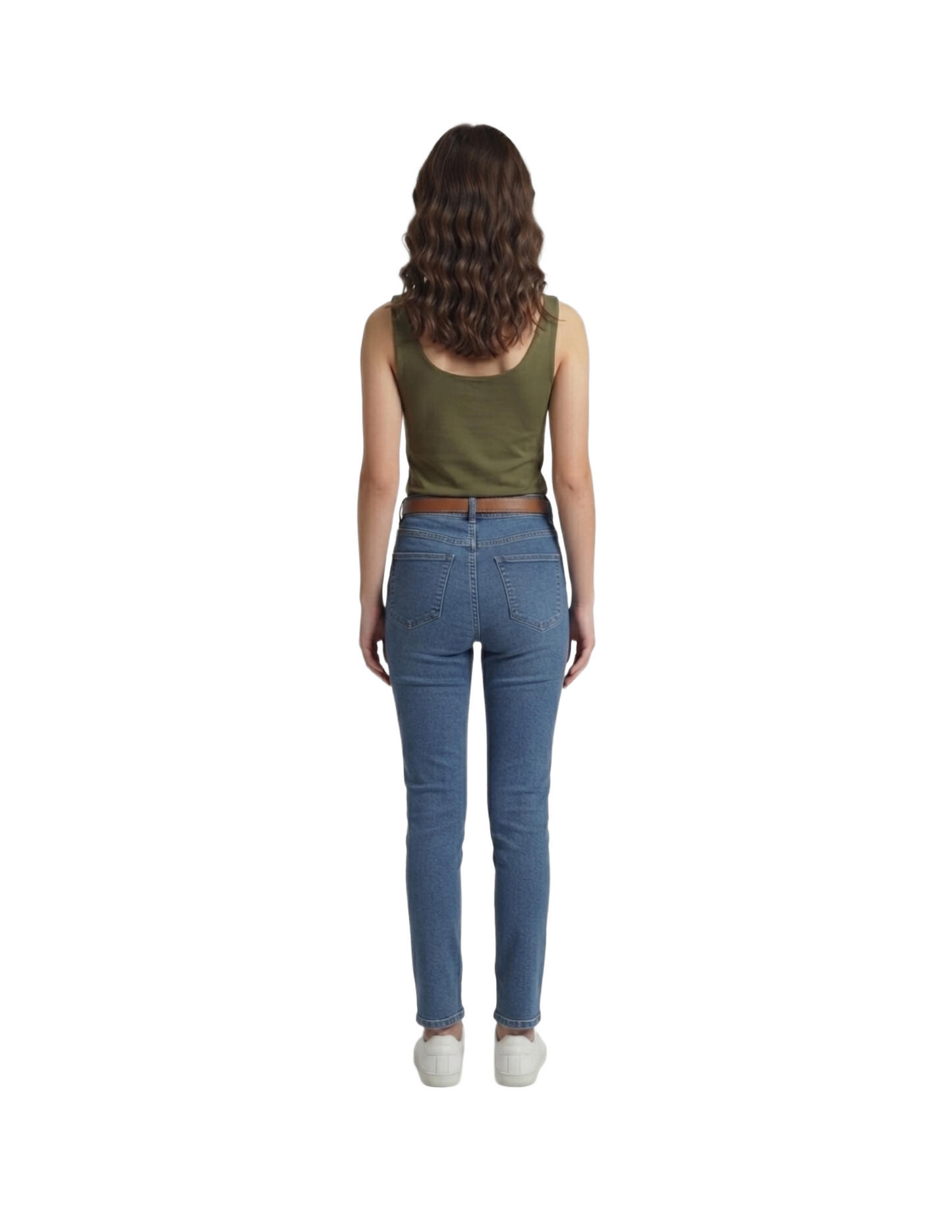 Blusa de tirante grueso verde con cuello redondo