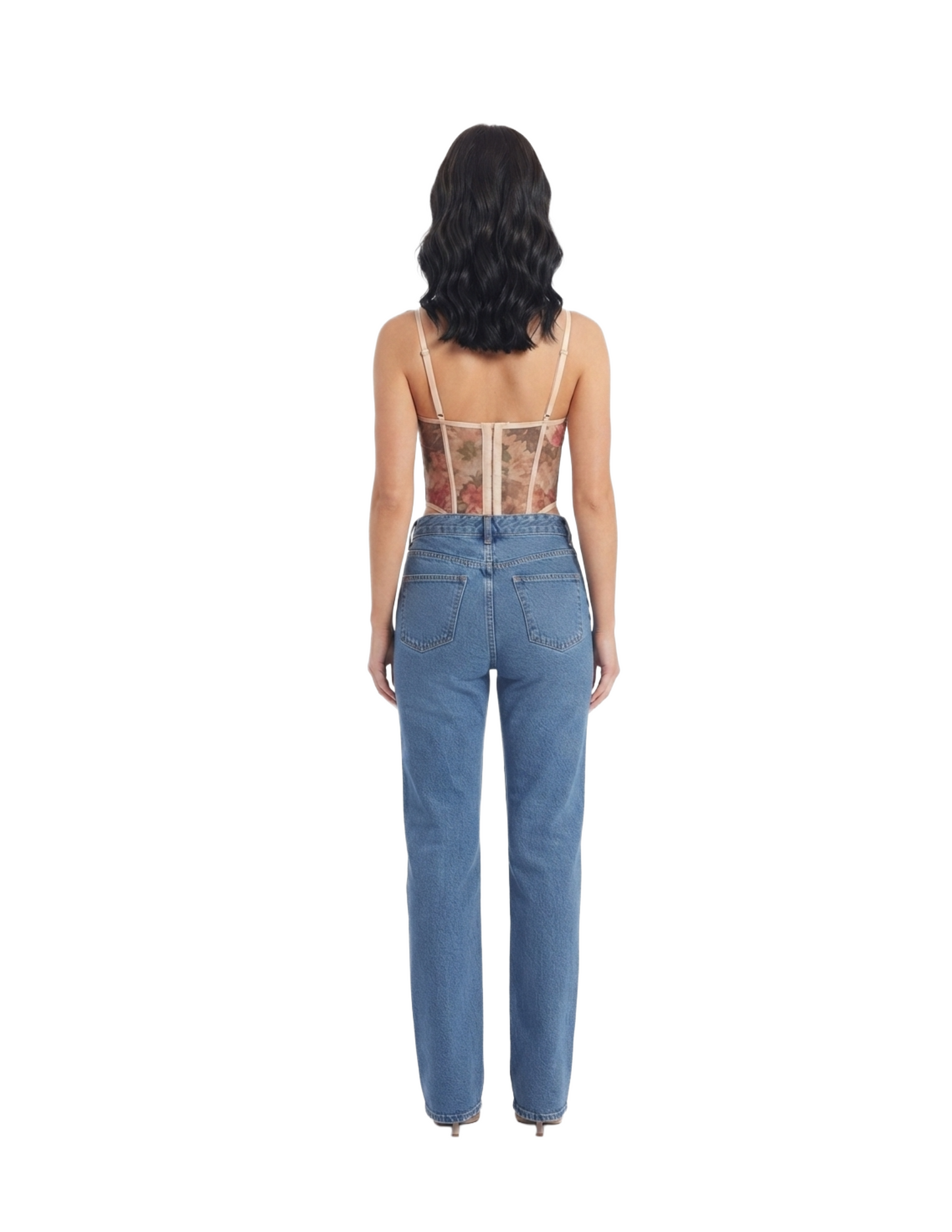 Bralet estampado beteado con copas estilo corset