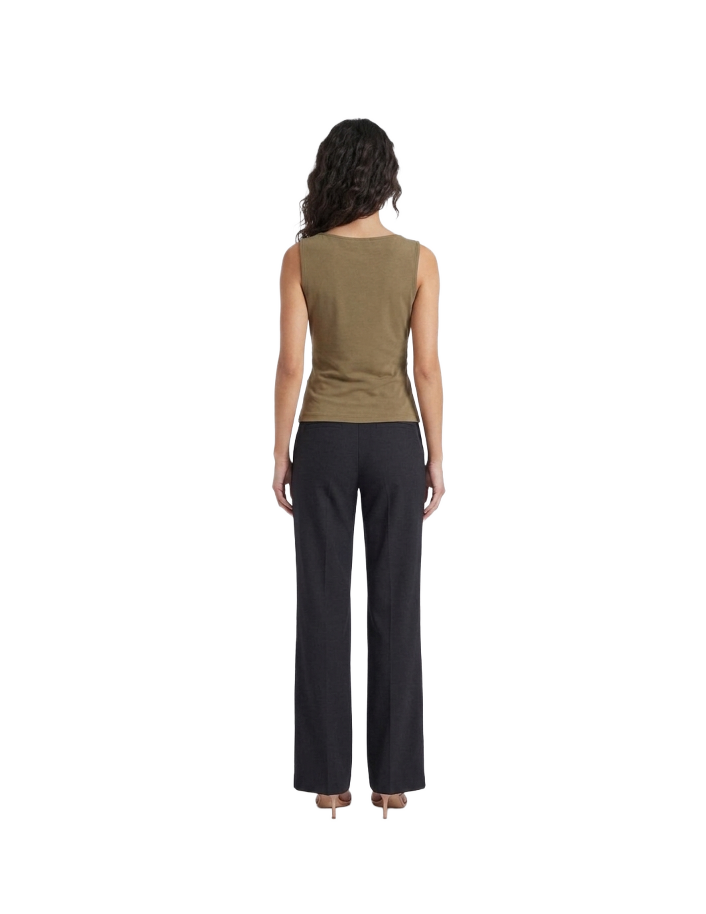 Blusa cafe de tirantes con cinturon