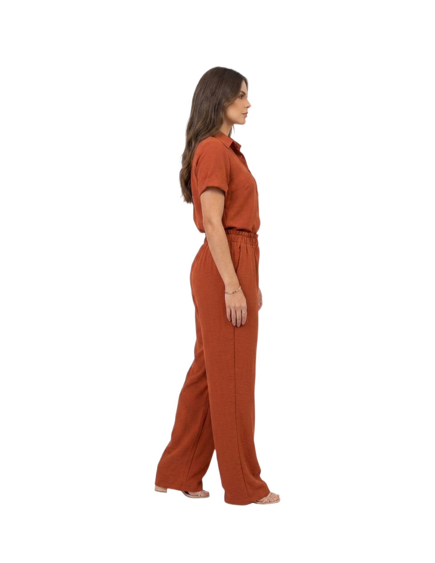 Conjunto Naranja de blusa y pantalón