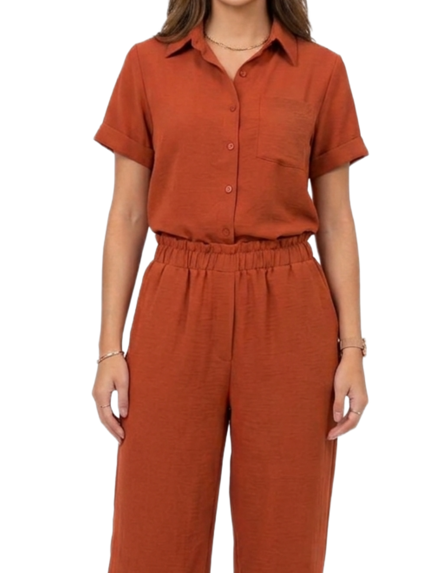 Conjunto Naranja de blusa y pantalón