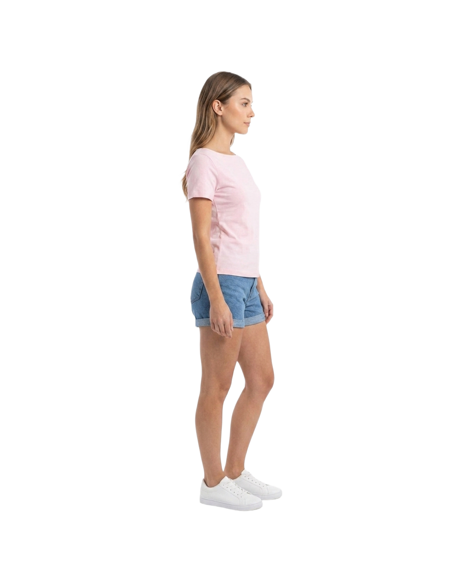 Blusa rosa cuello tipo ojal con prendedor