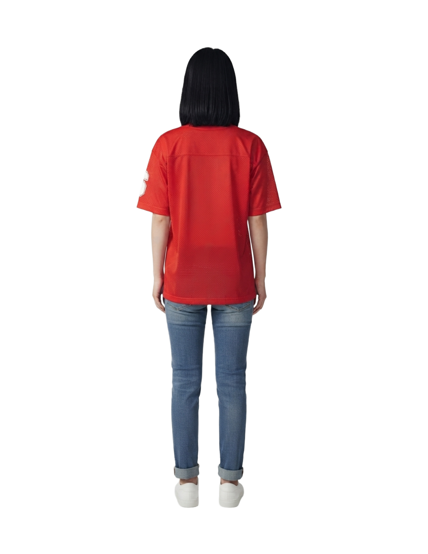 Blusa roja con perforaciones tipo jersey