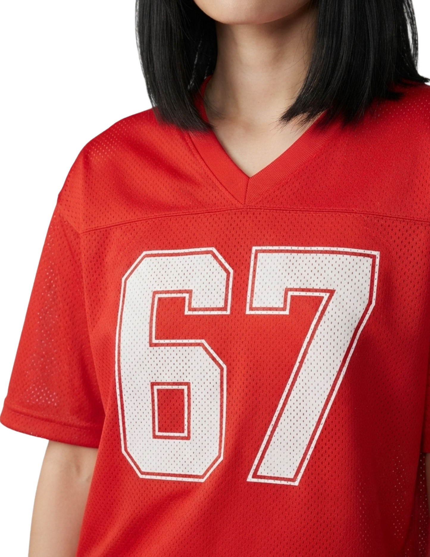 Blusa roja con perforaciones tipo jersey