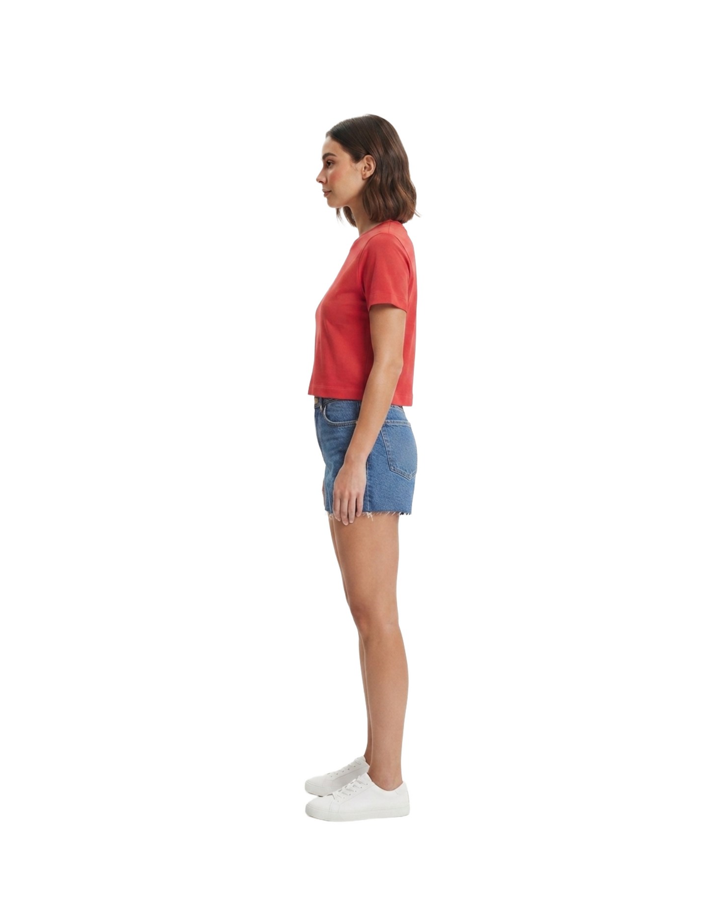 Crop top rojo de cuello redondo