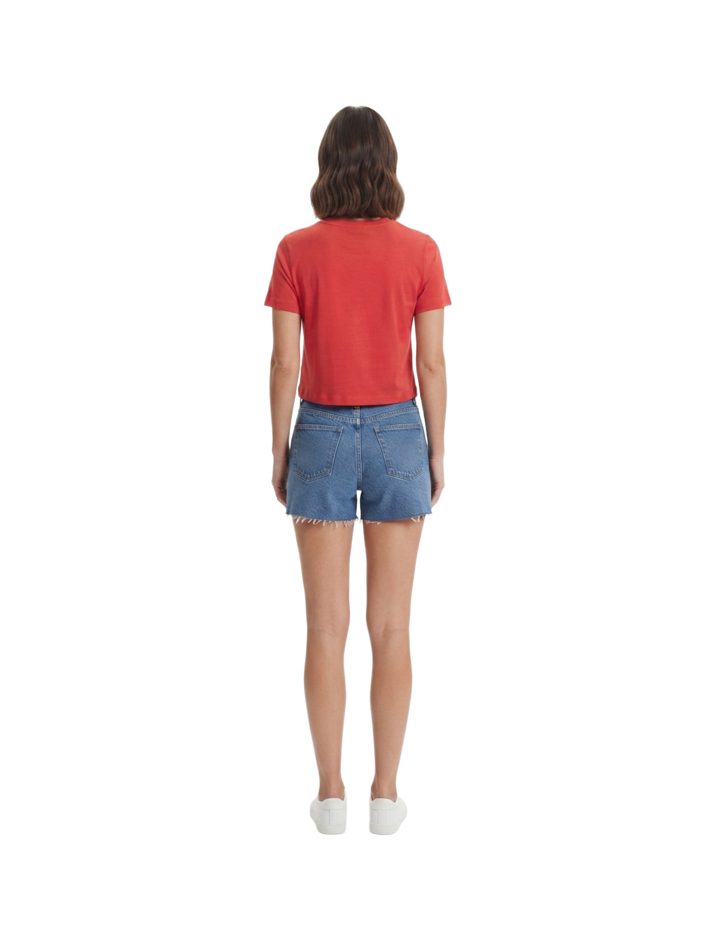 Crop top rojo de cuello redondo