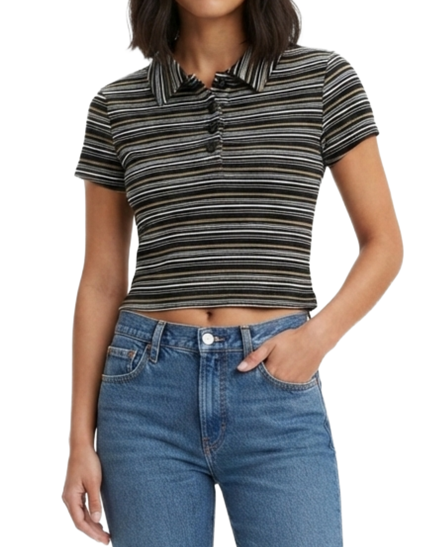 Blusa de rayas con cuello estilo polo