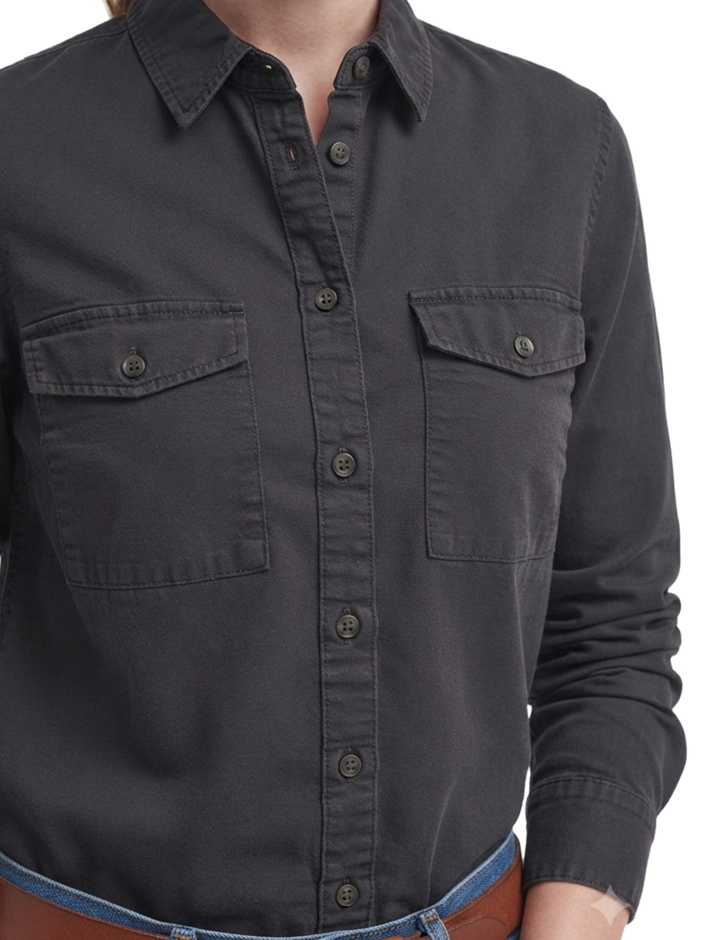 Blusa gris abotonada manga larga