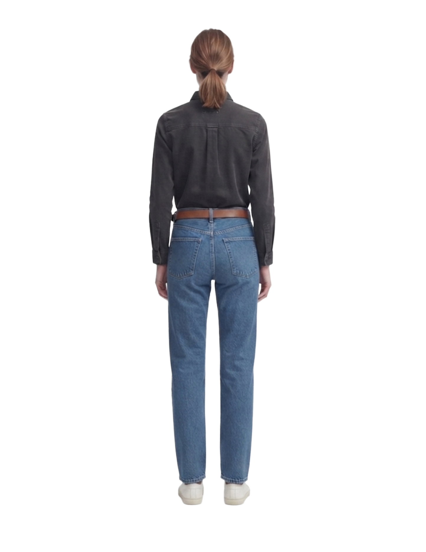 Blusa gris abotonada manga larga