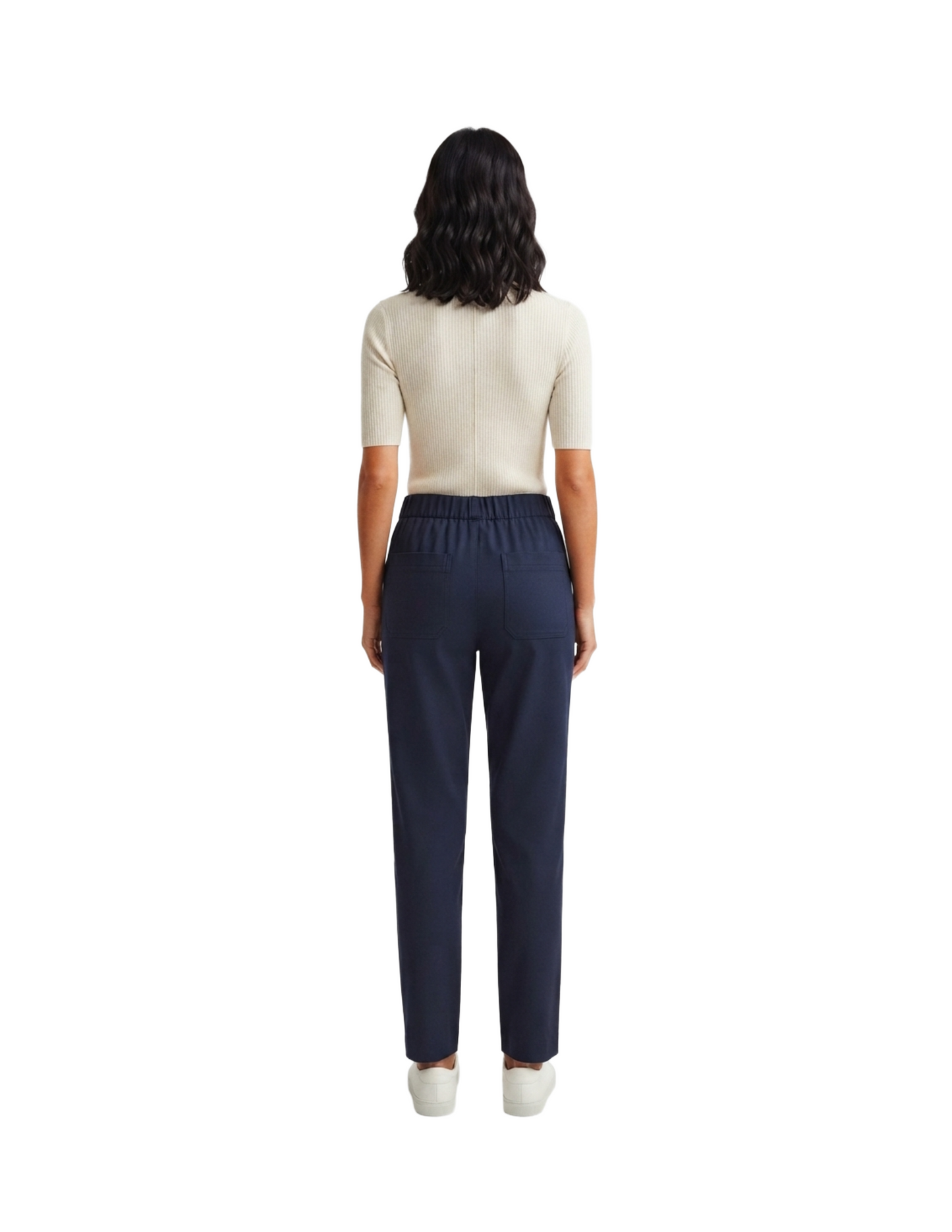 Pantalón azul de vestir con elástico en cintura